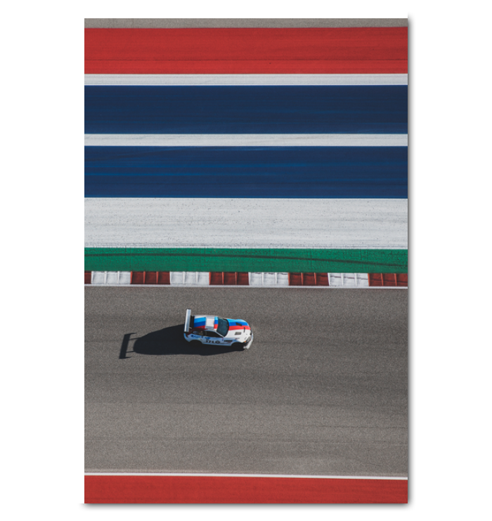 White BMW | Circuit of the Americas on Canvas